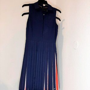 Tommy Hilfiger Navy Collared Pleated Dress - Size 0